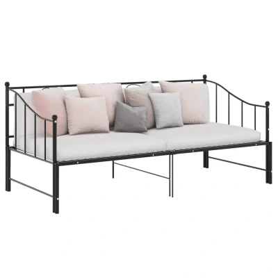 Bild av vidaXL Utdragbar sängram bäddsoffa svart metall 90x200 cm