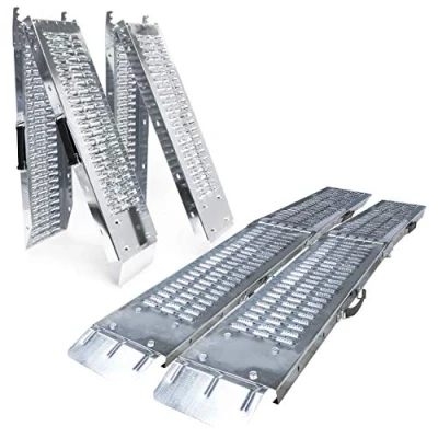 Bild av VOUNOT 2 x vikbar ramp lastramp 400 kg Max motorcykelramp traktor belysning trailer och räckvidd slitstark praktisk storlek 180 cm 23 4,5 bilräcke