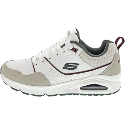 Bild av Skechers herr UNO Retro ONE sneakers, Vitt läder/Duraleather/Svart Mesh, 13 UK, läder duraleather svart nät, 48.5 EU