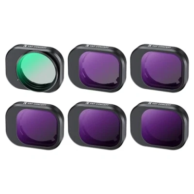 Bild av K&amp;F Concept Mini 4 Pro ND filterset, polfilter, 6 stycken CPL, ND8, ND16, ND32, ND64, ND128 filter kompatibelt med DJI (aluminiumversion)