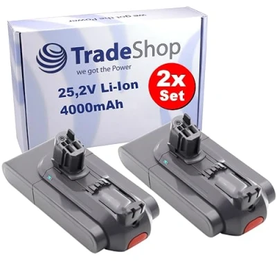Bild av 2 x Trade Shop Li Ion batteri 25,2 V/4 000 mAh kompatibel med Dyson V11 Absolute Extra, Animal, Click In, V12 Detect Slim Absolute, V15