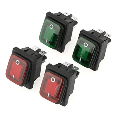 Bild av båt vippströmbrytare, SPST typ på/av röd grön lampa mini vippbrytare 4 stift 2 positioner vippindikatorbrytare, st