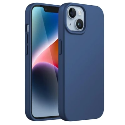 Bild av JETech Silikon Skal för iPhone 14 6,1 Tums, Silky Soft Touch med Hela Kroppen, Stötsäker Case Mikrofiberfoder (Koboltblå)
