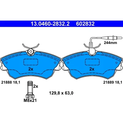 Bild av ATE 13.0460 2832.2 Jeu de plaquettes frein contact signal d&#039;usure inclus avec vis d&#039;étrier RENAULT: ESPACE 3