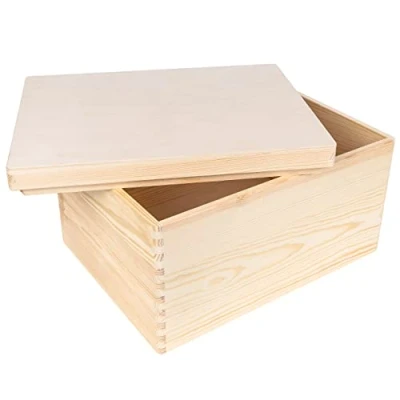 Bild av Creative Deco XXL Stor Trälåda Förvaring Bröstleksak Trä 40 x 30 22 cm (+/ 1) Omålad Julklappslåda Julen Leksaksverktyg Dokumentminne Bröst att Dekorera RÅV &amp; OSANDAD