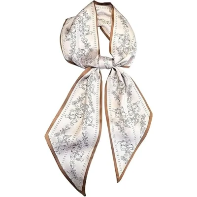 Bild av FonVan Halsduk Dam Bandana, Satin Sjal, Halsduk, Scarf Väska, Huvudduk, Silke Handväska Band Scarf, Twig dekoration, 145 * 15 cm