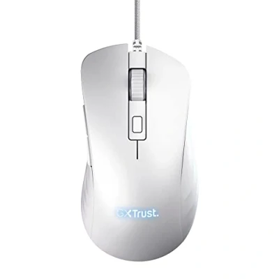 Bild av Trust Gaming GXT 924W Ybar + högpresterande spelmus, 25 600 DPI, 50% återvunnen plast, K optisk sensor, 6 programmerbara knappar, bekväm trådbunden RGB mus, dator, PC, bärbar dator vit