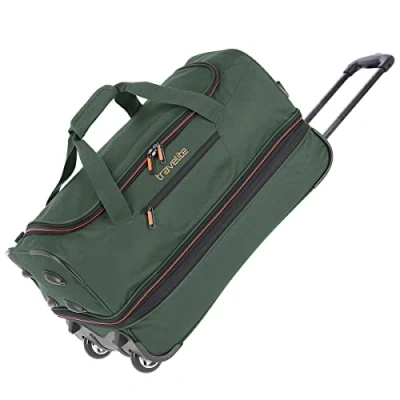 Bild av travelite 2 hjuls vagn Resväska stl. L med expansionsveck bagageserie Basics: mjukt bagage hjul extra volym, 096276, Mörkgrön, 55 cm,