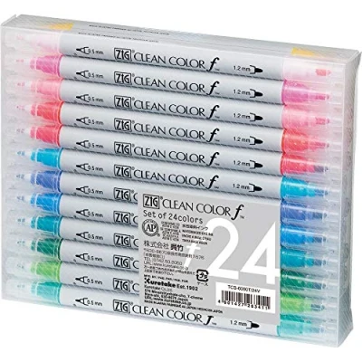 Bild av Kuretake Zig Twin Tip Marker Clean Color f, 24 färgset (TCS 6000T/24V)