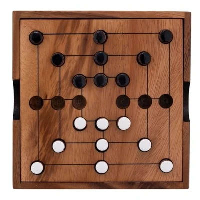 Bild av Engelhart 350270 BW nio män Morris träkvarnssats trähammare ekologiskt brädspel 2 spelare : 3 cm x 13,8