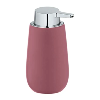 Bild av WENKO Tvålpump Badi, påfyllningsbar flytande tvåldispenser av högkvalitativ keramik med matt yta, pumphuvud robust plast, kapacitet 320 ml, 9,5 x 16 8 cm, gammalrosa