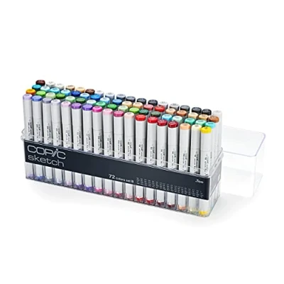 Bild av COPIC skissfärgad markörpenna set med 72 B, för konst och hantverk, färgning, grafik, highlighter, design, anime, professionella nybörjare, konsttillbehör målarböcker