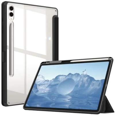 Bild av FINTIE Hybrid Slim fodral till Samsung Galaxy Tab S9 Plus 12,4 tum 2023 modell (SM X810/X816B/X818U) med S pennhållare, stöttåligt skydd klart transparent bakskal, automatisk uppvakning/sömn,