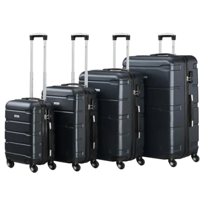 Bild av Zelsius Resväskeset, väska med hårt ABS skal kombinationslås, 4 hjul och inre skiljevägg, handbagage, set om väskor, rullväska, stor resväska, antracit