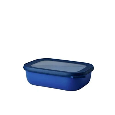 Bild av Mepal Multi Bowl Cirqula Rectangular Plastbehållare med lock Lämplig som lufttät behållare för kylskåp, mikrovågsugn, serveringsskål Köksskålar 1 000 ml Levande blå