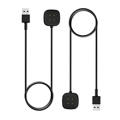 Bild av MoKo 2 Pack Charger Compatible with Fitbit Versa 4/Versa 3/Sense 2/Sense Smartwatch, Magnetic Replacement Charging Dock USB Cable Cord 3.3FT/1M, Black