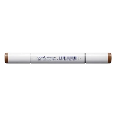Bild av COPIC Skissmarkör typ E 25, Caribe Cocoa, professionell penselmarkör, med en superpenselspets och mediumbrun spets