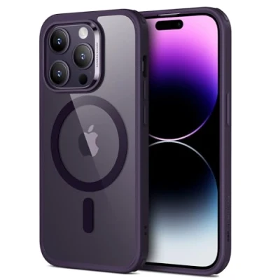 Bild av ESR för iPhone 14 Pro Max fodral, magnetiskt klart fodral kompatibelt med MagSafe, stöttåligt skydd i militärkvalitet, klassisk hybrid 6,7 tum, lila