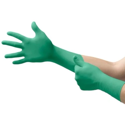 Bild av Ansell TouchNTuff 92 605 Nitril engångshandskar, Pulverfria, Livsmedelsgodkända, Kemisk resistenta, Mekaniska skydd, Latexfria Grön, L (100 handskar)