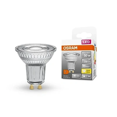 Bild av OSRAM LED stjärna Par16 lampa för GU10 bas, reflektorlampa, glasdesign, 350 lumen, varm vit (2700K), ersättning konventionella 50W glödlampor, inte dimbar, 1 pack