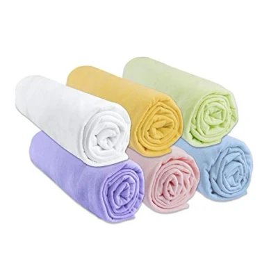Bild av Easy Dort Set med 6 lakan, 60 x 120 cm, spjälsäng, paraplysäng 100% bomullströja utdragbar blandade färger hälsosam sömn Oeko Tex certifierad tillverkad i Europa