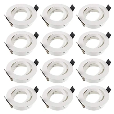 Bild av SEBSON Infälld Spotlight runt svängbar Set av 12 Vit aluminium Tak Monteringsram håldiameter 75mm Takspotlight inkl. GU10 uttag för LED/halogen