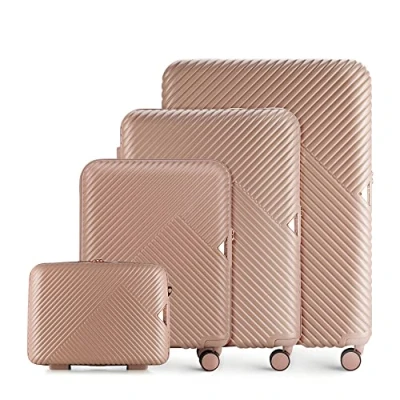Bild av WITTCHEN Resväska 4 deligt set Rollande koffer Trolley Handbagage Hårdfodral i Polycarbonat med svänkbara hjul Kombinationslås Teleskopiskt handtag GL Style Line Rosa