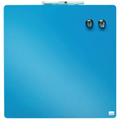 Bild av Nobo fyrkantig magnetisk mini whiteboard, ramlös, torrtorkbar, lätt att rengöra, väggmontering, hem/kontor, 360 x mm, blå, 1903873