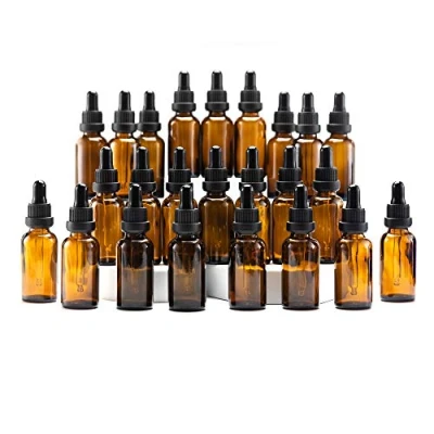 Bild av Yizhao Bärnsten Glas Droppflaska 30ml, med Pipett Droppare, för Eteriska Oljor, Aromaterapi, Kosmetika, Laboratorium, Apotek, Vätskor, Resor 24 Stycken