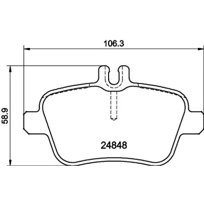 Bild av HELLA 8DB 355 032 061 Jeu de plaquettes frein contact signal d&#039;usure inclus avec accessoires MERCEDES BENZ: Classe A, GLA, CLA Coupe