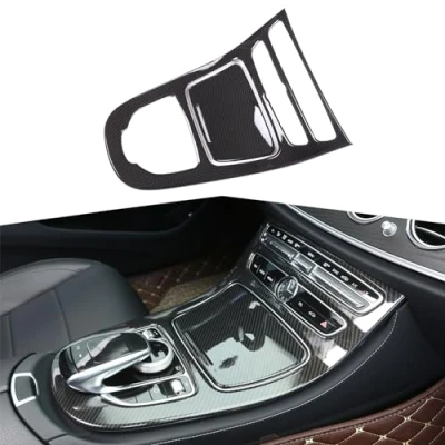 Bild av Bilinredning ABS plast mittkonsol växelpanel ram skydd trim klistermärken för MB E Class W213 2016 2017 2018 vänster och höger hand driver (kolfiber)