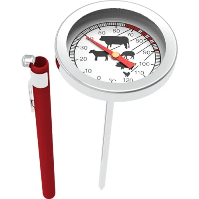 Bild av Termometer för bakning, rökning, matlagning, av rostfritt stål, med grafisk skala, 0120 C