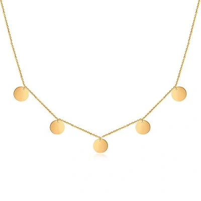 Bild av Kedja med plattor i 18K guld för damer Vattentät 5 mynt halsband Boho smycken rostfritt stål