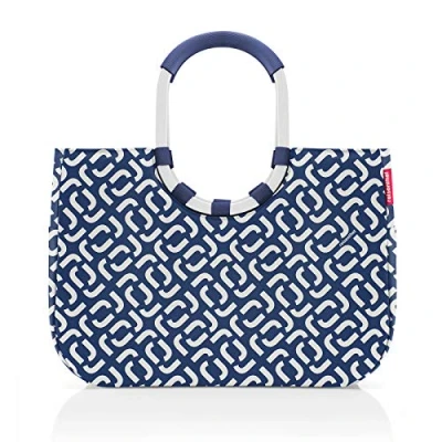 Bild av reisenthel loopshopper L robust Väska med praktiska fack av återvunna PET flaskor charmig och vattenavvisande design, Marin signatur, 46x34,50x25cm,