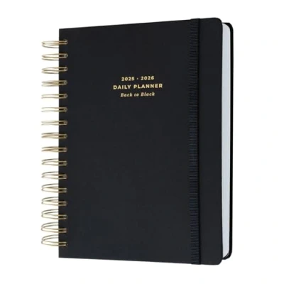 Bild av Kokonote A5 Academic Diary 2025 2026 Page A Day Back To Black Planner With Stickers, Student Essentials For University, School Supplies