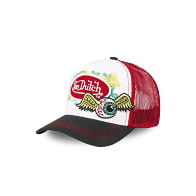 Bild av Von Dutch Vit Trucker Keps Double Patch Red/Black @ Hatstore