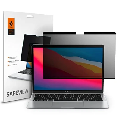 Bild av Spigen SafeView Sekretessskärmfilter kompatibel med MacBook Pro 13 tum (2017 2021), Air (2018 Magnetisk installation, Anti fingeravtryck, Reptålig, Skärmskydd
