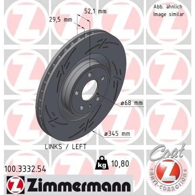 Bild av ZIMMERMANN BLACK Z 100.3332.54 Disque de frein 345 30 6/5 5 112 ventilé l&#039;intérieur, fendu revêtu à haute teneur en carbone AUDI: A5 B8 Coupe, Q5
