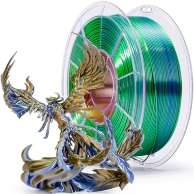Bild av ZIRO Silk Multicolors PLA Filament 1.75mm, Trefärgat Gradient 3D Skrivar Filament, Dimensionell Noggrannhet +/ 0.03mm, Passar de Flesta FDM skrivare, 1kg Spole, Gyllene Oas