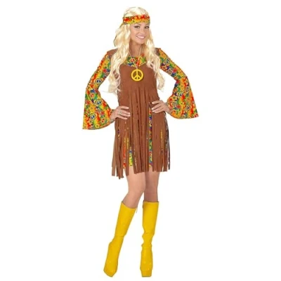 Bild av Vuxen kostym, hippy kvinna XXL Flerfärgad