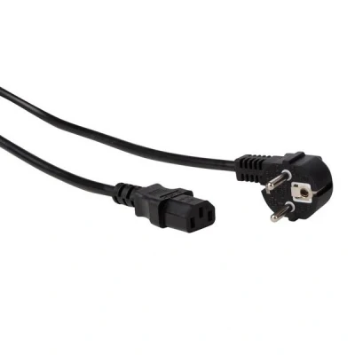 Bild av ACT IEC kabel 1,5 m, C13 kabel, PC strömkabel, CEE 7/7 till 3 stift vinklad kontakt AK5012 svart