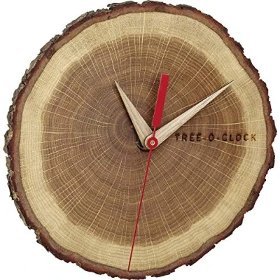 Bild av TFA Dostmann Tree O Clock väggklocka av ek, 60,3046.08, högkvalitativt urverk, handgjorda i EU, unikt, oljad, brun, L 242 x B 42 H 234 mm