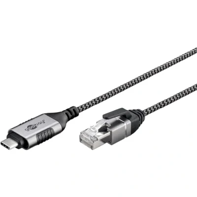 Bild av goobay USB C 3.1 till RJ45 Ethernet CAT 6 kabel slim/adapterkabel/stabil kabelansluten internetanslutning med router/nätverkssswitch/USB adapter/1 Gbit/s / 5 meter/74405