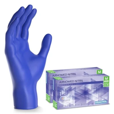 Bild av 200 ARNOMED engångshandskar mörkblå, nitrilhandskar M, med 2x 100 st/box, purderfria handskar, latexfria gummihandskar, finns i XS, S, L &amp; XL.