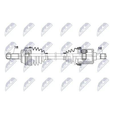 Bild av NTY NPW LR 037 Drivaxel framaxel höger 592mm Manuell, Automat