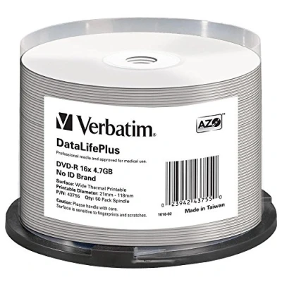 Bild av Verbatim 43755 4,7 GB 16 x DVD R utskrivbar 50 pack spindel