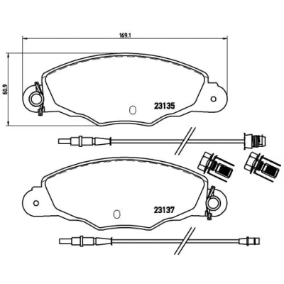 Bild av BREMBO P 61 061 Jeu de plaquettes frein contact signal d&#039;usure inclus avec vis d&#039;étrier sans accessoires CITROËN: Xantia 5 portes