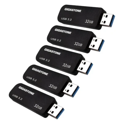 Bild av Gigastone 32GB Z30 USB 3.0 Flash Drive, Set av 5, High Speed tillförlitlig prestanda, infällbar Key Idealisk för PC Computer Mac, vattentät och Rugged Mini Capless Svart