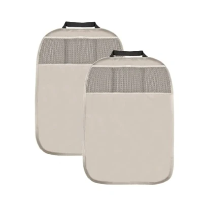 Bild av L &amp; P Car Design L&amp;P A081B2 2 stycken ryggstödsskydd sittskydd ryggstöd bil barn ryggskydd baksäte säte konstläder beige 3 fickor organizer skydd för bilstol