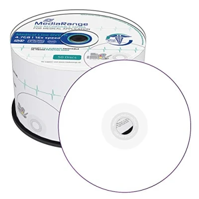 Bild av MediaRange MR429, DVD R, 120 mm, Utskrivbara, Kakbox, 50 styck, 4,7 GB